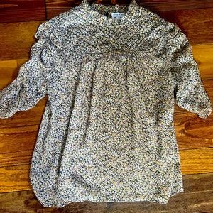 Semi-Sheer Floral Print Blouse L
